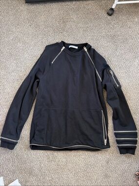 Givenchy Black Crewneck Sweater Zipper Accents (new no tags)